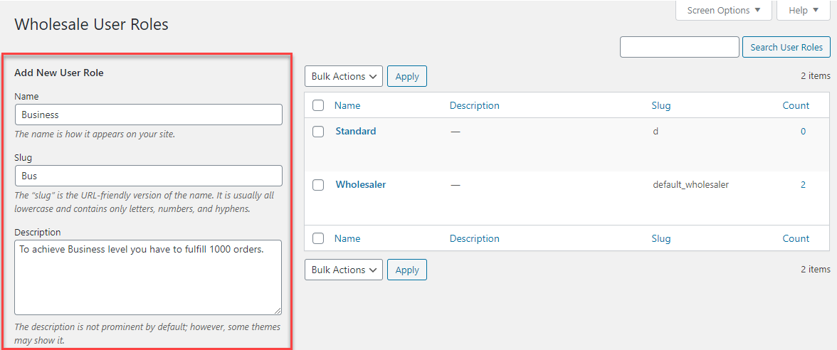 wholesale user role